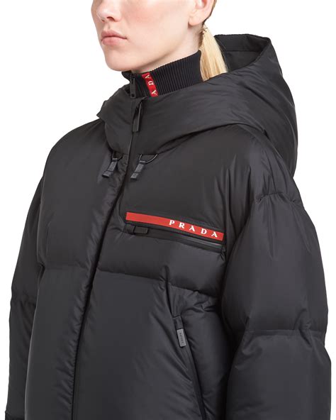 prada nylon anorak puffer coat|Prada rossa puffer jacket.